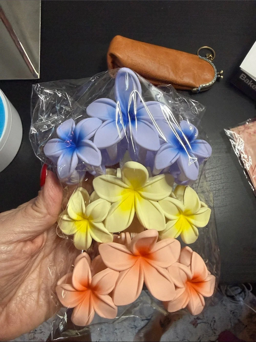 Pack of Blue, Yellow, and Peach Floral Hair Clips - Unbranded